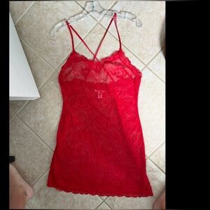 Victoria’s Secret red lace lingerie slip size large